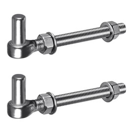 Insaga M16x6'' Heavy Duty J-Bolt Gate Hinge for Chain Link Fence Gate, 304 Stainless Steel J-Bolt Post Hinge with 5/8'' Hinge Pin, 2pcs Gate Hinges for Metal Gates (Nuts,Washers Inclued)