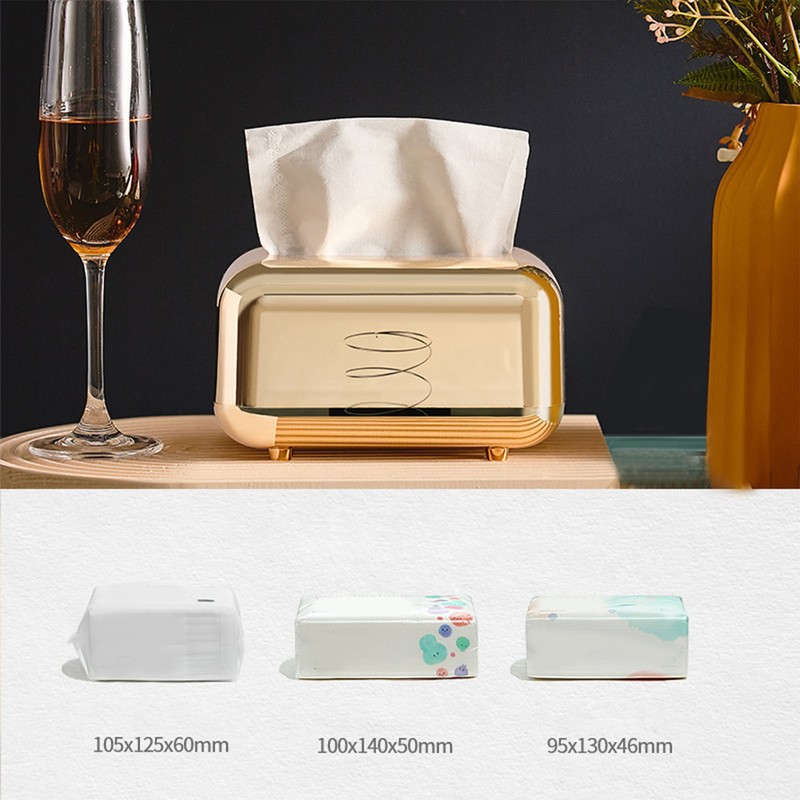 Tissue Box Cover Rectangular Electroplating Retro Napkin Box Holder for