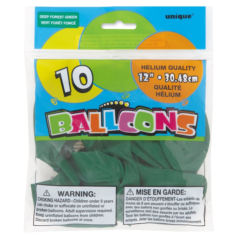 Forest Green Latex Balloons, 12" (10-Pack) - Premium-Quality & Vibrant