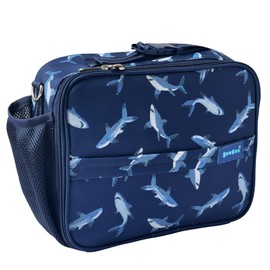 Yumbox Kids Lunch Bag, Holds Lunch Box and Water Bottle, 3 Ways to Carry, Zip Closure, Inside Zipper Netting, Wipe Clean Fabric with EVA lining for extra insulation (Shark)