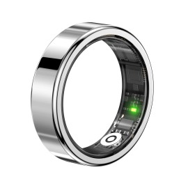 Hyprliving Smart Ring with App Control Remote Fitness Sleep Tracker Heart Rate Monitor Touch Screen Lighting Steel Ceramic Casecolor: Silver, size: 7#, model number: SR09