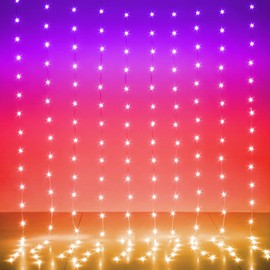 KepStars LED Curtain Lights, 6.6ft x 6.6ft 200 LED RGB Color Changing String Fairy Lights Curtain Smart APP Control, Music &Voice Sync for Bedroom Backdrop Wall Indoor Outdoor Christmas Decorations