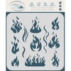 Flames Stencil, 4.5 x 4.5 inch - Fire Flame Smoke