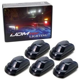 iJDMTOY 5pc Smoked Lens Xenon White Full LED Cab Roof Marker Light Kit Compatible with 2017-up Ford F250 F350 F450 F550 Super Duty (Fit The Trucks Initially Without OEM Cab Roof Lamps)
