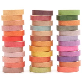 Songdao 36 Rolls Solid Colors Washi Tape Pack Pastel Colored Arts Adhesive Tapes Four Seasons Decorative Masking Tape Sets for Craft, Kids, Scrapbook, DIY, Gift Wrapping (Autumn)