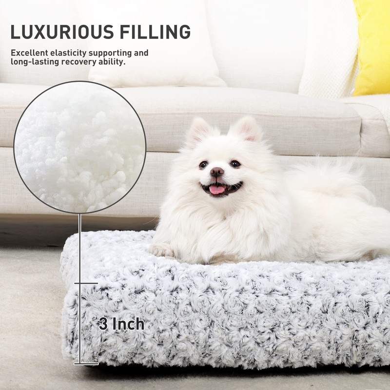 KSIIA Washable Dog Bed Deluxe Plush Dog Crate Beds Comfy