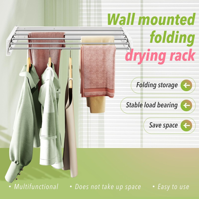 ZdwCyl Wall Mounted Clothes Drying Rack 32 inches,Foldbale Laundry Drying