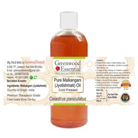 Greenwood Essential Pure Malkangani (Malkangni/Jyotishmati) Oil (Celastrus Paniculatus) Natural Therapeutic Grade Cold Pressed 200 ml (6.76 oz)