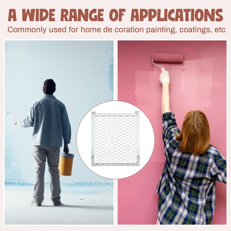 Landhoow 12 Pcs Paint Roller Grid 4 Sided Metal Bucket