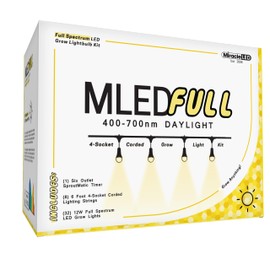 Miracle LED Nanometer Full Indoor Grow Light Kit - Includes 4 Ultra Grow Full Spectrum 150W Replacement Grow Light Bulbs & 1 4-Socket Corded Fixture with SproutMatic Timer (8-Pack)