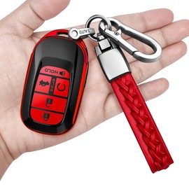 Autophone for Honda Key Fob Cover with Keychain Soft TPU 360 Degree Protection Key Shell Case for 2022 2023 2024 2025 2026 Accord Civic HR-V CR-V Pilot Passport Sport SI EX EX-L Touring(Red)