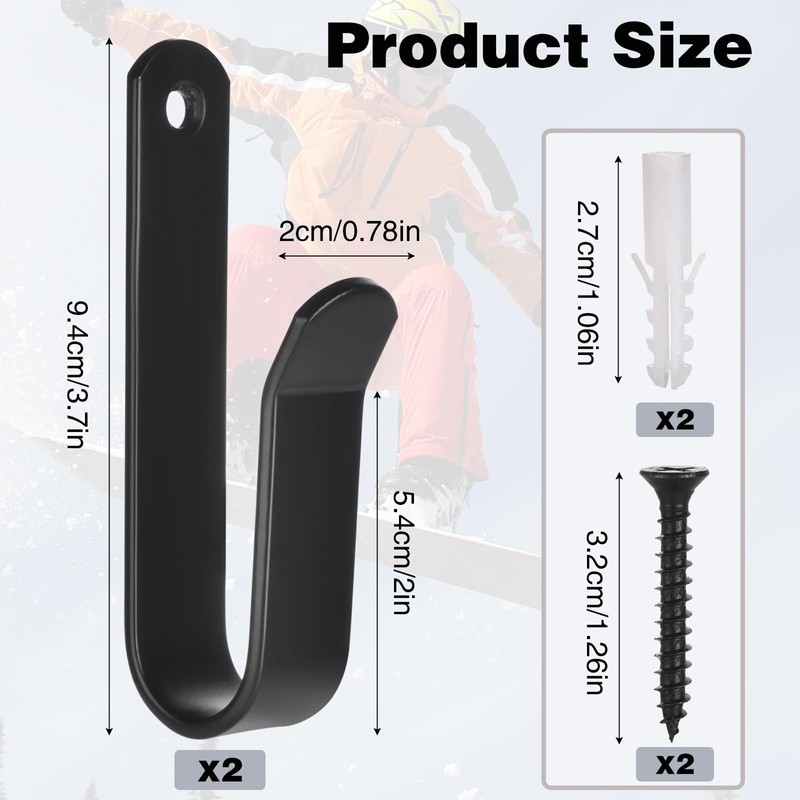 GGXZHT Pack of 2 Snowboard Wall Mounts, Horizontal, Skateboard Wall