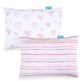 Biloban Kids Toddler Pillowcase 2 Pack, 100% Jersey Ultra Soft Cotton Pillowslip Case Fits Baby Pillow 13"x 18" or 14"x19" for Sleeping, Envelope Style Travel Baby Pillowcase for Girls, Pink