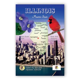 ILLINOIS MAP postcard set of 20 identical postcards. WI state map post cards. Made in USA.
