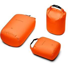 BeeNesting Ultra-Light Dry Bag Set for Backpacking, Waterproof Dry Bags for Camping, Hiking, and Motorcycling, Set of 3 Lightweight Stuff Sacks, orange