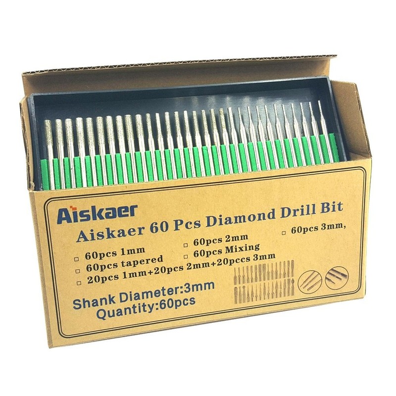 Aiskaer Premium Diamond Drill Bit Cylindrical Burr Kit - 60