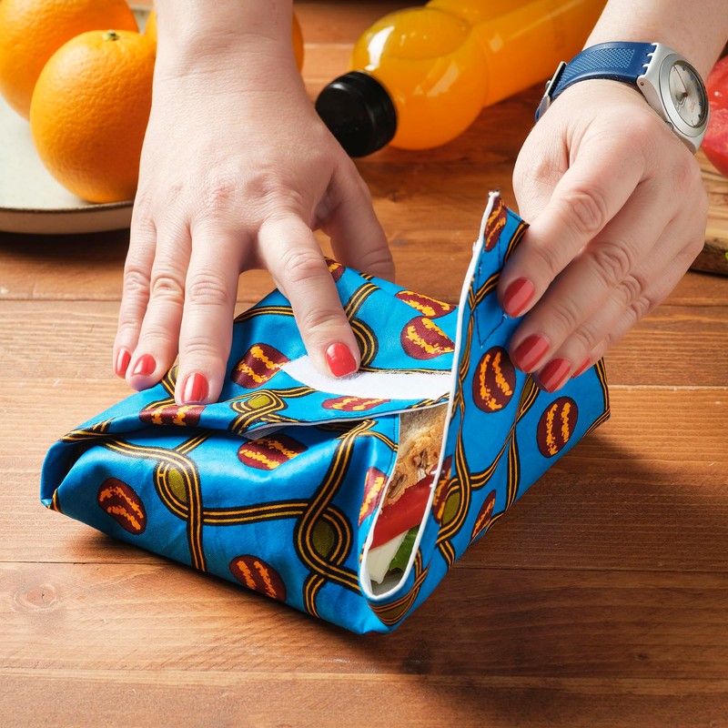 Reusable Sandwich Wrap - Washable, Leakproof, Double-Layered, Fabric, Foldable, Space