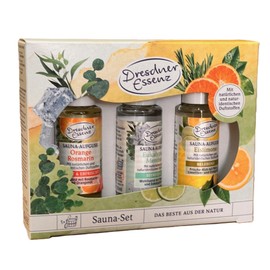 Dresdner Essenz Sauna Set 3 x 20 ml Sauna Infusion Orange Rosemary Eucalyptus Menthol Ice Lime