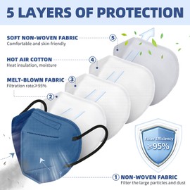 FENFEN KN95 Face Masks for Adults, 50 Pack 10 Colors Disposable KN95 Masks, 5 Layer Breathable Individually Wrapped Face Masks with Designs, Filter Efficiency 95%