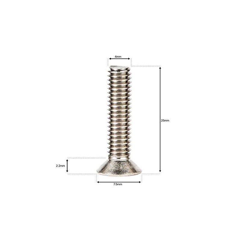 M4 (4mm x 25mm) Phillips Countersunk Machine Screws Flat Head