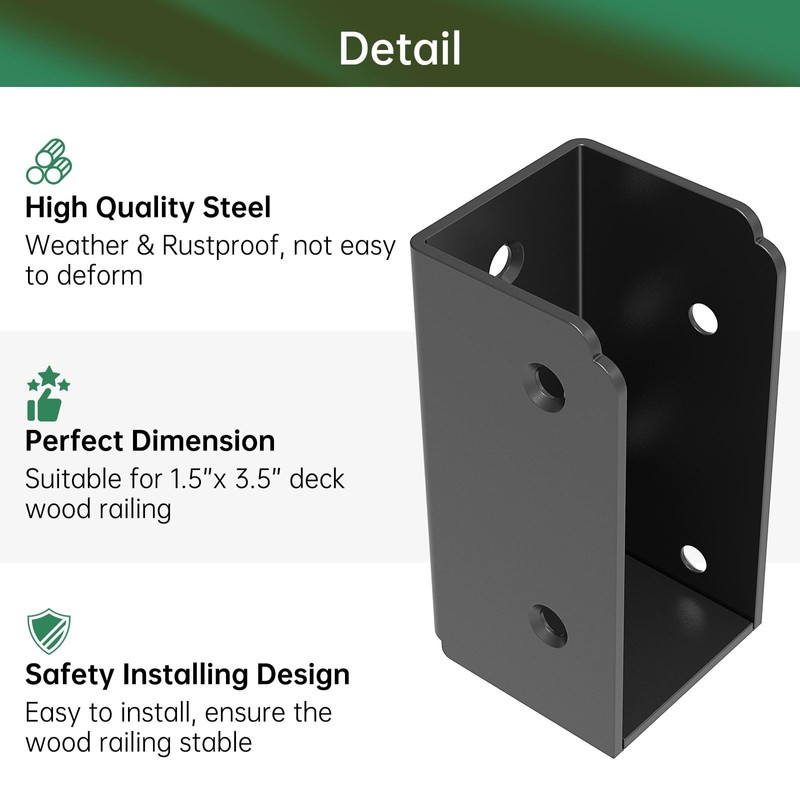 IRENPORU 4PCS 2”x 4” Stainless Steel Deck Railing Brackets Connectors,