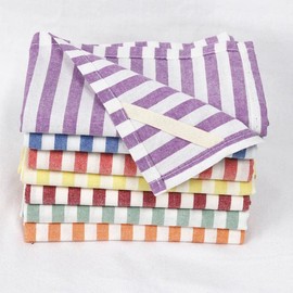 Decor Ur Space 100% Cotton Stripe Kitchen Tea Towel (Set of 4) Super Absorbent Kitchen Hand Dish Cloths for Drying and Cleaning 20" x 28"… (Red)