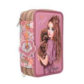 TOPModel Floral 3-Compartment Pencil Case with Pens