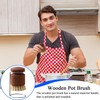 Dish Scrub Brush with Holder - Ergonomic Wooden Kitchen Cleaning