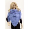 Wool Blend Hand Knitted Triangle Scarf Shawl Wrap - SKU