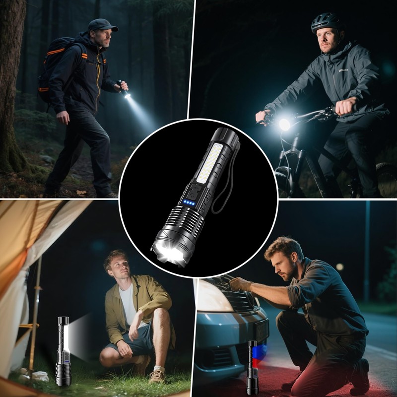 Rechargeable Flashlights High Lumens, 7Modes Flashlight Rechargeable, Super Bright LED