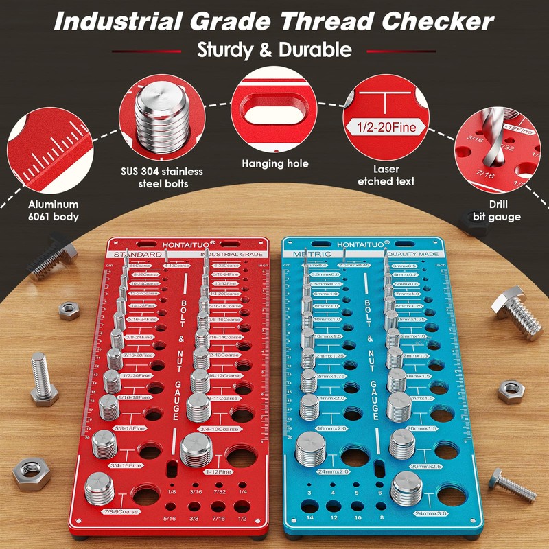 68 Nut and Bolt Thread Checker Standard and Metric,Bolt Size