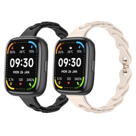 Lamshaw 22mm Elastic Silicone Hollowed Out Replacement Straps Compatible for IDW13, IDW16, IDW17, IDW19, IDW20, IDW21, IDW23, IDW25, IDW26 Watch (22mm size band, 2 PACK-Black+Beige)