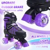 Kids Roller Skates for Girls, Purple Adjustable Rollerskates with Light
