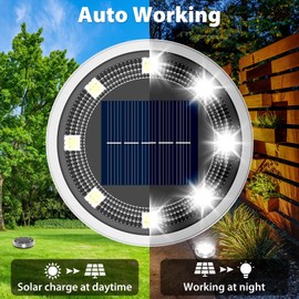 nipify Pack of 4 Solar Floor Lights Outdoor Solar Lights Outdoor Light with 8 LEDs, Cool White Waterproof Floor Solar Lights, Solar Lights for Outdoor Garden Lawn Driveway Walkway Patio Stairs