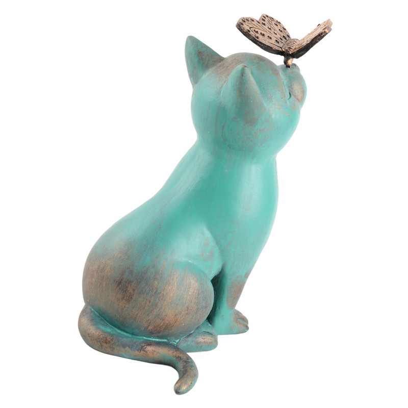 Cat with Ornament, Resin Cat Statue, Retro Style, Mottled Texture,