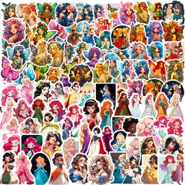 Huaxintoys Princess Sticker Set, Butterfly Flower Fairy Vinyl Sticker for DIY Laptop Luggage Fridge Skateboard Princess Flower Fairy Bicycle Phone Decor Graffiti Sticker
