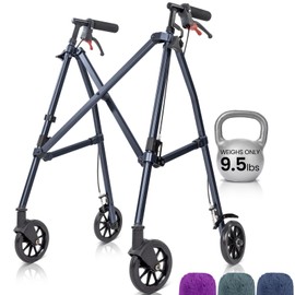 Vive Mobility Lightweight Walker for Seniors - Narrow, Folding Walker w/Wheels for Small & Tight Spaces - Light Weight for Balance, Compact Doorways, Foldable - Portable & Collapsible for Travel