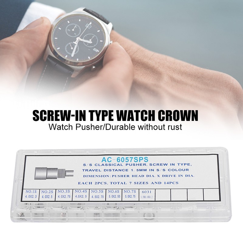 ScrewIn Type Watch Crown Chronograph Button Watch Pusher Accessory AC6057SPS