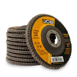 JCB 10x Metal 80 Grit Flap Discs 115mm (4 1/2'') x 22.23mm for Angle Grinders, Rust Removal, Deburr, Smooth, Blend, and Remove Imperfections from Metals
