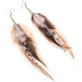lureme Bohemian Multicolor Pheasant Feathers Dangle Earrings Handmade Natural Feather Earrings (er006314-5)