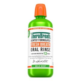 TheraBreath Fresh Breath Mouthwash, Mild Mint, Alcohol-Free, 1 Liter (33.8 fl oz)