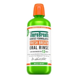 TheraBreath Fresh Breath Mouthwash, Mild Mint, Alcohol-Free, 1 Liter (33.8 fl oz)