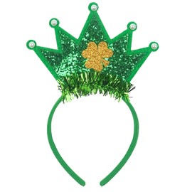 St. Patrick's Day Headband Green Glitter Shamrock Crown Hairbands Sequins Clover Hair Hoop St. Patrick's Day Hair Accessories for Adults Kids Irish Themed Party Favors Holiday Parade Decoration