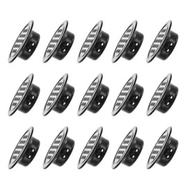 METALLIXITY Round Air Vents(Fit 19mm/0.75" Dia.) 15Pcs, Stainless Steel Circle Soffit Airflow Vent Wall Mesh Vent Cover - for Cabinets Wardrobes Shoebox, Black
