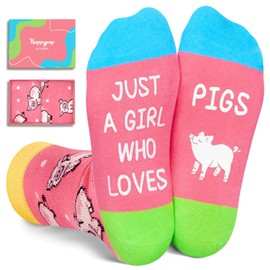 HAPPYPOP Cute Pig Gifts for Girls - Novelty Pig Socks Kids Pink Piggy Socks Pig Stuff for Pig Lovers 4-6 Years Old