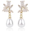 Mikovivi Pearl Drop Earrings for Women, Gold Rhinestones Bridal Pearl