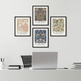 SIGNWIN Framed Poster William Morris Floral Tapestry Pattern Wilderness Nature Illustrations Fine Art Decorative Country/Farmhouse Vintage for Living Room, Bedroom, Office - 12"x16"x 4 Black