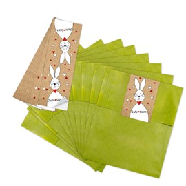 Logbuch-Verlag 25 Small Green Happy Easter Gift Bags 13 x 18 cm with Easter Sticker Easter Sticker Gift Children Guests Employees