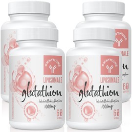 Liposomal Glutathione Supplement 1000 mg, Reduced Glutathione Soft Gels with Vitamin C, Gluten-Free, GMO Free and Better Absorption, L-Glutathione 240 Capsules (4 Bottles)