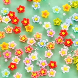 3D Flower Nail Charms,3D Elegant Camellia Nail Art Decals for Acrylic Nails Floral Nail Charms Flower Resin Small Steel Beads Colorful Flower Charms Nail Design Accessories Decorations 6 Grids